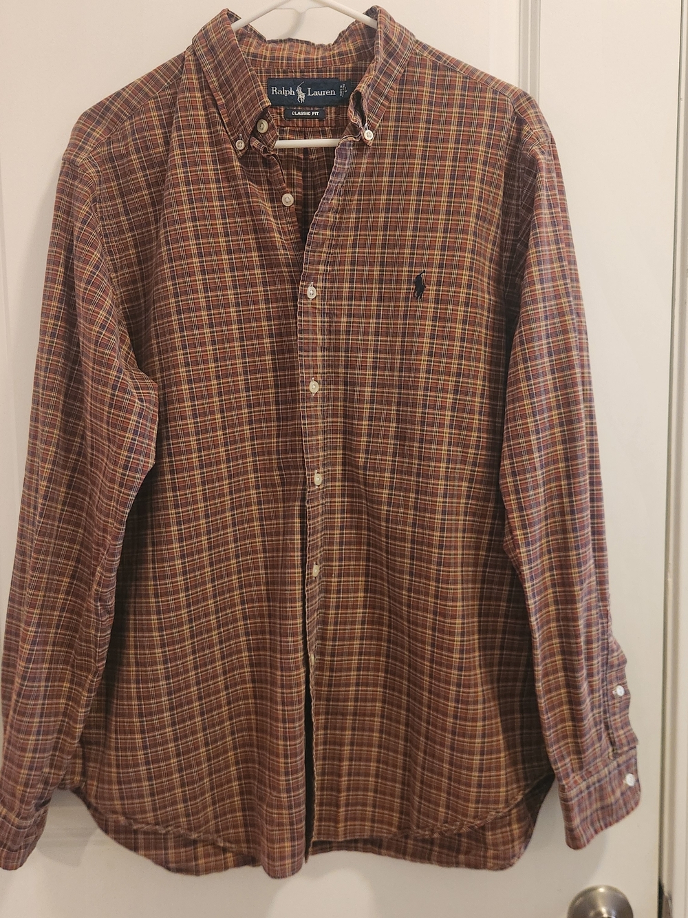 Ralph Lauren Men's Multicolor Brown Plaid Button-Down Shirt Fall